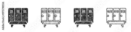 Sketch locker room icon design set
