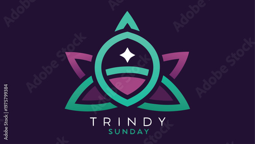 Trindy Sunday, logo design, vector icon, purple green
