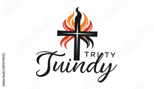 Christian, cross, flame, logo, trinity, vector