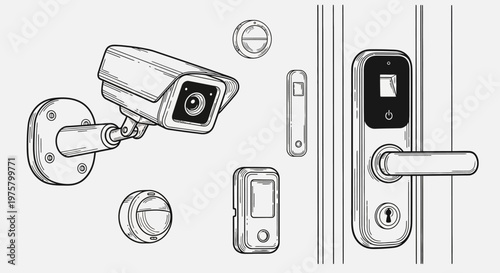 Smart door lock with security camera and keypad