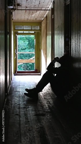 Silhouette of sad man stressed and depression.