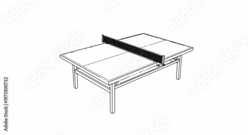 Outline drawing of a ping pong table with net
