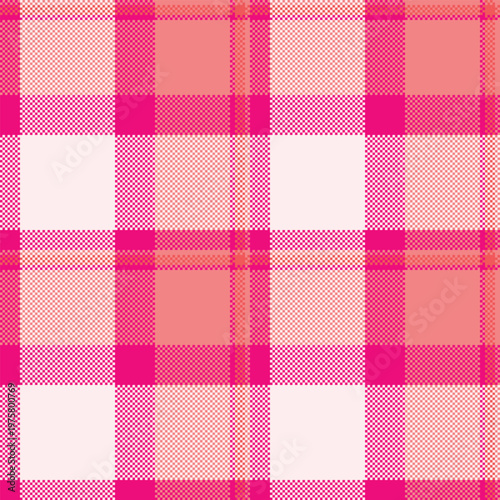 Modern plaid textile background, patterned seamless check texture. Victorian vector tartan fabric pattern in red and linen colors.