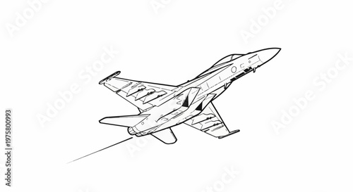 An illustrated jet fighter in a dynamic aerial maneuver, leaving a contrail