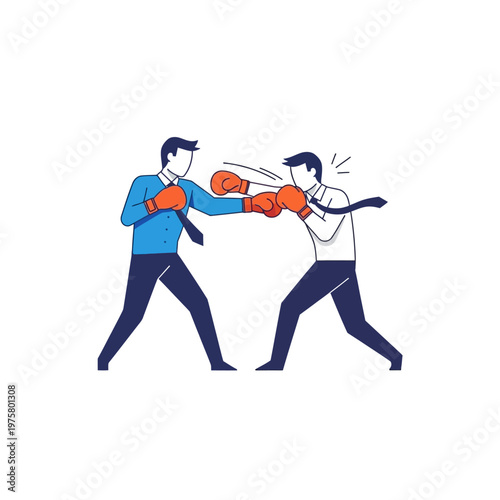 Businessmen boxing, concept of corporate competition and rivalry