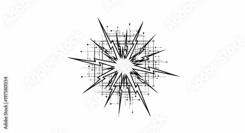 Abstract explosion of energy and interconnected lines