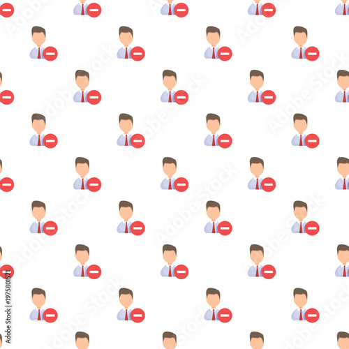 Multiple user profile icons with delete symbols creating a seamless pattern
