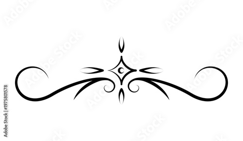 Flourish calligraphic design element. Page decoration symbol to embellish your layout. Linear of vintage swirl