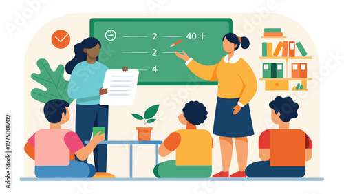 Education, classroom, teacher, students, learning, illustration, vector