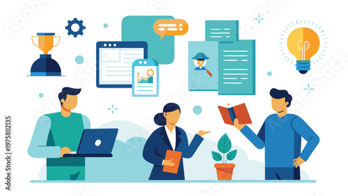 Business people, teamwork, office work, collaboration, communication icons