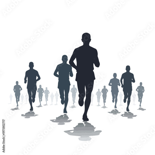 Silhouette Runners Marathon Competition Group Running Silhouette Athletes Sport Fitness