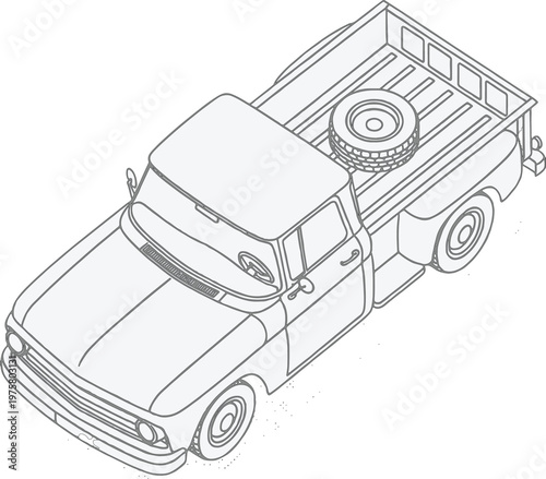 Vintage Pickup Truck Outline