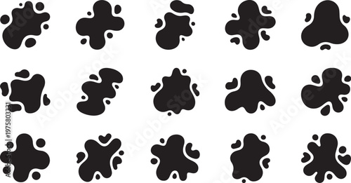 Abstract Black Shapes on White Background Pattern Design