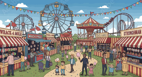 People Enjoying Amusement Park Rides Games.