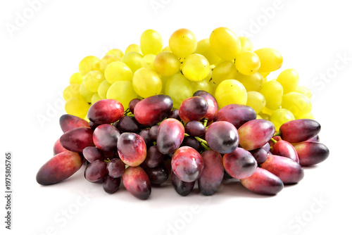 red and green grapes on a white background