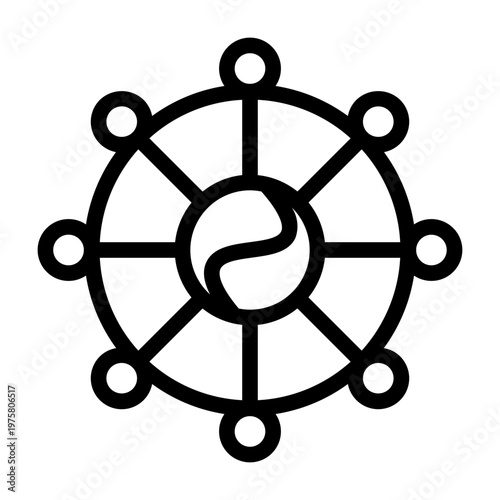 dharma wheel line icon