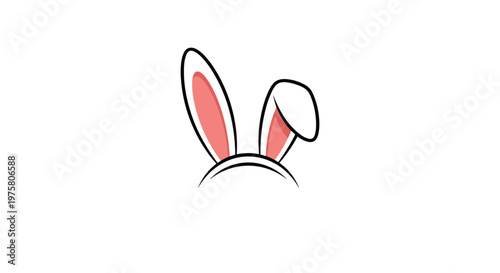 Simple illustration of a white bunny ears headband with pink inner ears isolated on a white background for easter or costume party decorations.