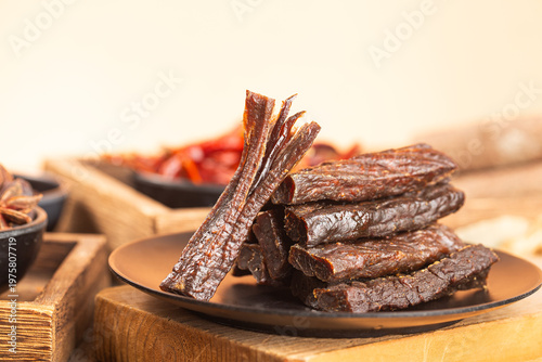 Dried beef jerky, beef strips