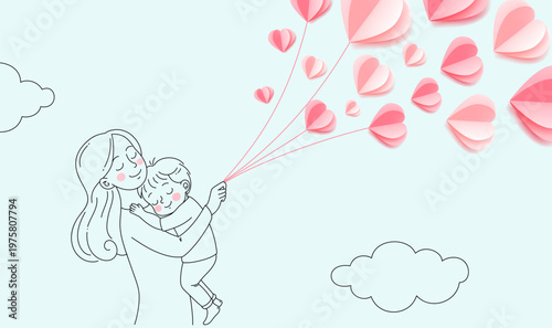 Happy Mothers Day Love Heart Vector