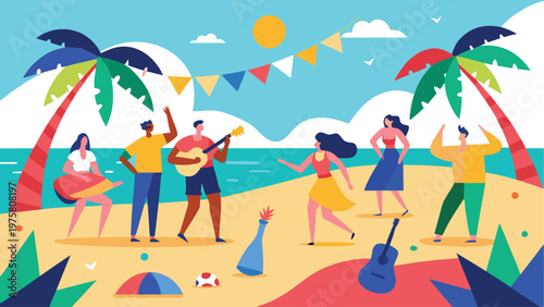 Beach Party, Summer Fun, Tropical Vacation, Vector Illustration
