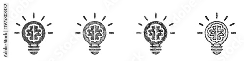 Sketch light bulb idea icon design set