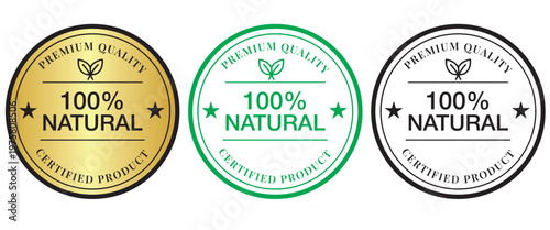 100 percent natural premium quality stamp badge
