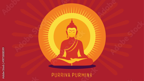Buddha, meditation icon, yoga symbol, spiritual vector