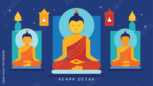 Buddha, Buddhist, meditation, icons, vector, illustration, set