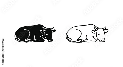 Cows Symbols Yin Yang Bull and Cow Design Vector