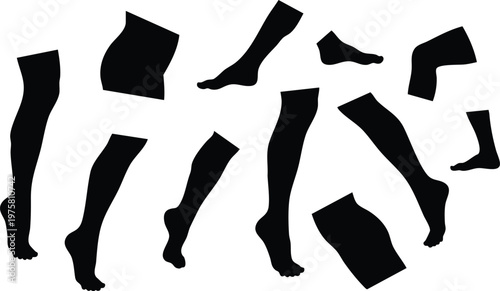 Human Legs and Feet Silhouette Action Set