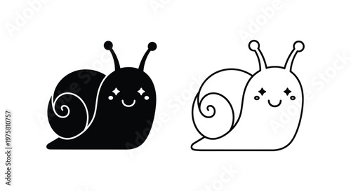 Cute Snail Friends Cartoon Design Vector Vector