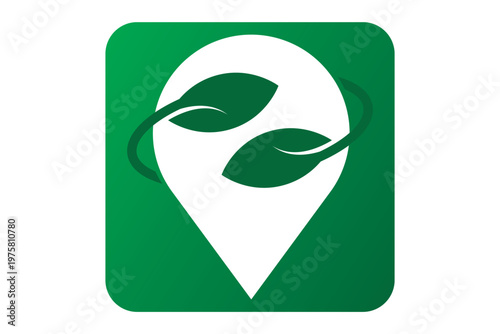 Organic Maps icon, map pin icon, map with leaf icon, Natural Map pin icon.