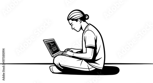 woman sitting on floor working on laptop