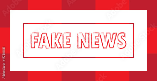 Fake News Concept Vector Illustration with Red Background, Minimal Flat Design, Misinformation Awareness Banner