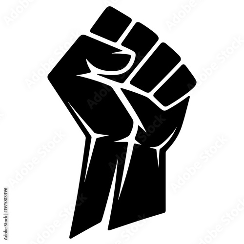 Powerful Raised Fist Silhouette Symbolizing Strength Unity And Social Justice, Protest And Activism Graphic For Human Rights