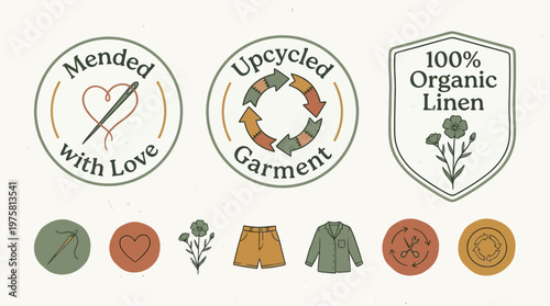 Sustainable Fashion Label Set for Eco-Friendly Clothing and Upcycled Garments