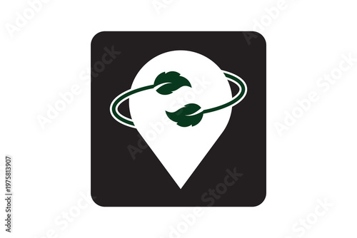 Organic Maps icon, map pin icon, map with leaf icon, Natural Map pin icon.