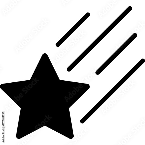 Bolide Icon Glyph Style Meteor Fireball Space Shooting Star Symbol