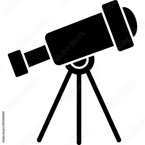 Telescope Icon Glyph Style Astronomy Space Observation Star Gazing Symbol