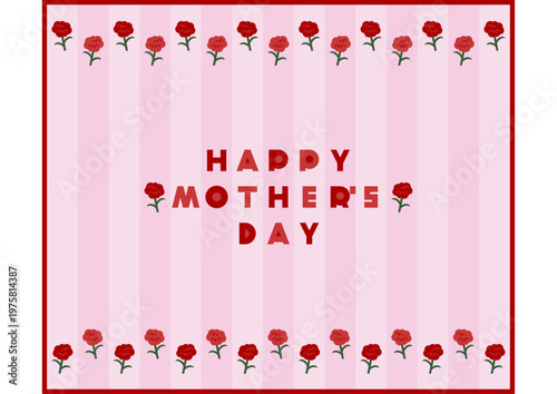 カーネーションの花フレームの母の日イラスト