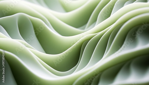 Elegant Green Gradient Abstract Layers with Smooth Curves and Patterns for Background Design