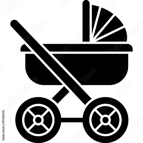 Baby Buggy Icon Glyph Style Stroller Infant Transport Nursery Symbol