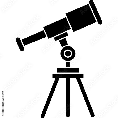 Telescope Icon Glyph Style Astronomy Space Observation Star Gazing Symbol