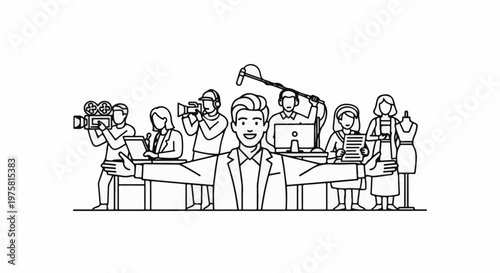 A group of people working together on a media project