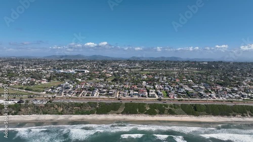 Aerial drone photo of Cardiff with nice house, West Coast of California, Encinitas, United States of America