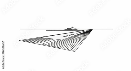 Outline of an airport with a control tower and runways