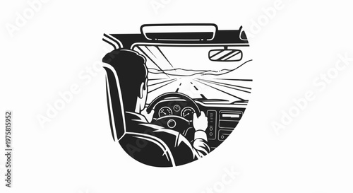 Person driving a car on an open road with speed lines