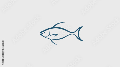 Blue fish line drawing on white – Ideal for nautical themed designs, tropical travel brochures, or lake house decor.