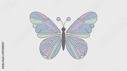 Pastel butterfly illustration using shapes – Great for nursery wall art, wellness retreat flyers, or butterfly garden signage.