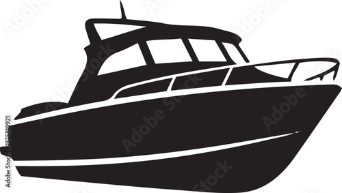 Motor Boat Silhouette Speed Boat Marine Vector Illustration